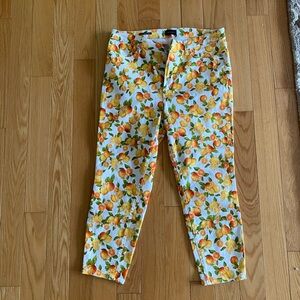 Talbots Citrus Print Pants - White and Orange